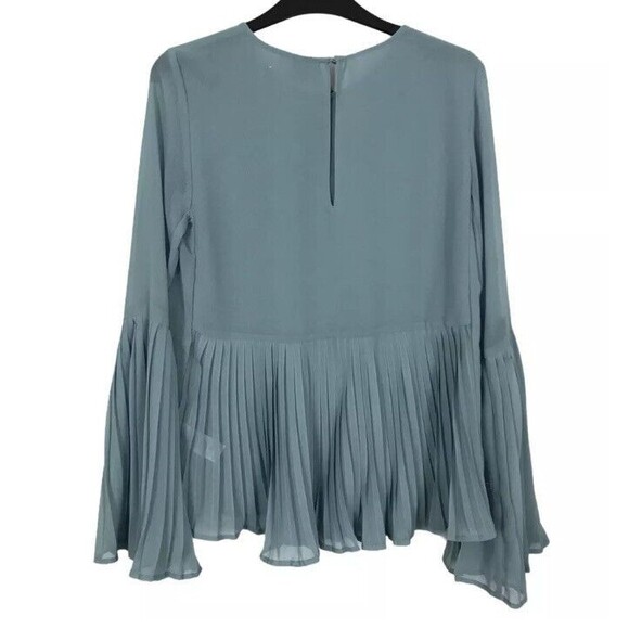 ASOS Pleated Blouse Turquoise Blue / Green Top Peplum Hem Semi Sheer Flared Sz 2 - Picture 7 of 12